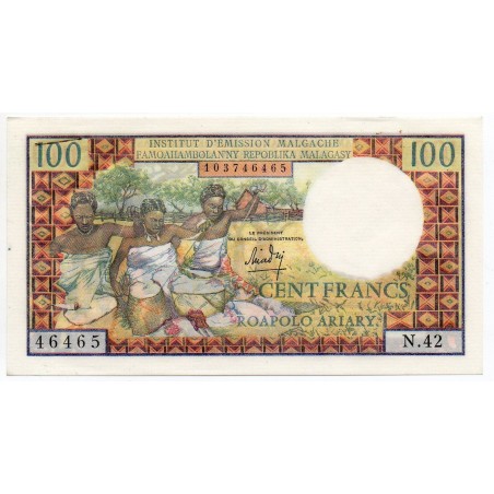 Madagascar 100 Francs 1961 Pick 52