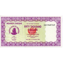 Zimbabwe 50000 Dollars 31 Dec 2006 Pick 32