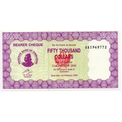 Zimbabwe 50000 Dollars 31 Décembre  2006 Pick 32