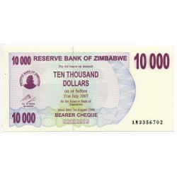 Zimbabwe 10000 Dollars 31 Juillet 2007 Pick 46b