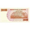 Zimbabwe 200000 Dollars 30 Juin 2008 Pick 49