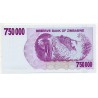 Zimbabwe 750000 Dollars 30 Juin 2008 Pick 52