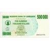 Zimbabwe 500000 Dollars 30 Juin 2008 Pick  51