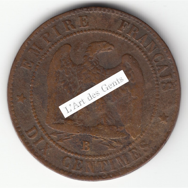 10 CENTIMES NAPOLEON III, TETE NUE  1856 B  TB   DV10C003