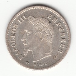 20 CENTIMES NAPOLEON III, TETE LAUREE   1867 BB    SUP   20C018