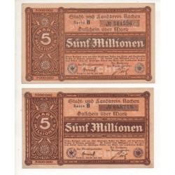 NOTGELD - AACHEN - 2 different notes - 5 millionen (A007)