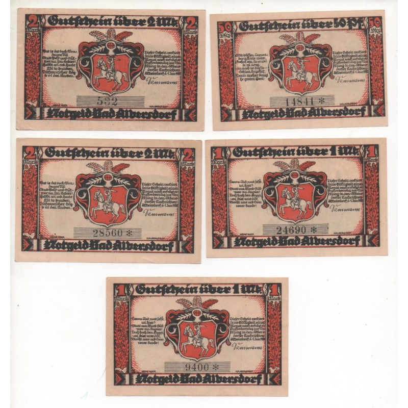 NOTGELD - ALBERSDORF bad - 5 notes - without star (A023)
