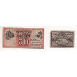 NOTGELD - ADORF - 2 different notes 50 pfennig - 31/12/1918-1919 (A014)