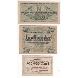 NOTGELD - ALTONA - 3 different notes 500.000 & 5 millionen & 500 mark (A038)