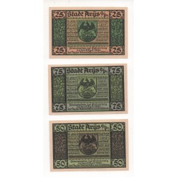 NOTGELD - ARYS - 3 different notes - 25 & 50 & 75 pfennig - 1920 (A066)