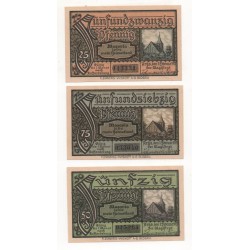 NOTGELD - ARYS - 3 different notes - 25 & 50 & 75 pfennig - 1920 (A066)