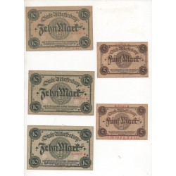 NOTGELD - ASCHAFFENBURG - 7 different notes 5 & 10 & 20 mark - 2 series - 1918 (A073)