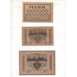 NOTGELD - DRESDEN - 3 different notes - 5 & 20 & 1,000,000 mark (D054)