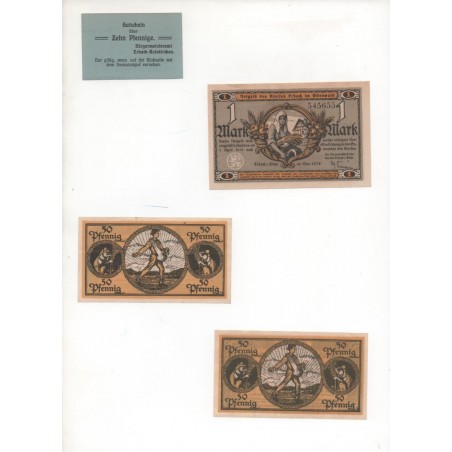 NOTGELD - ERBACH - 4 different 10 & 50 pfennig & 1 mark (E045)