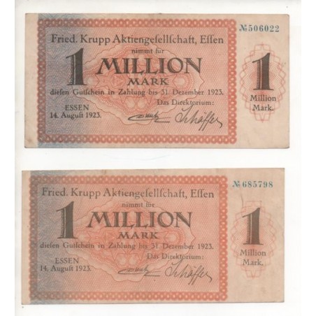 NOTGELD - ESSEN - 2 notes - 1 million mark (E072)