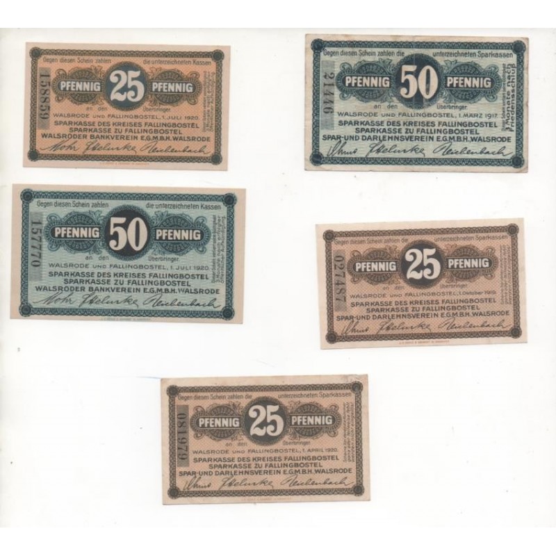 NOTGELD - FALLINGBOSTEL - 6 different notes - 25 & 50 pfennig (F003)