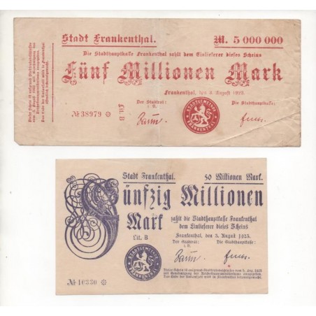 NOTGELD - FRANKENTHAL - 2 different notes - 1923 (F014)