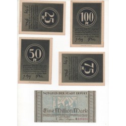 NOTGELD - ERFURT - 10 different notes - 25 & 50 & 75 & 100 pfennig (E051)