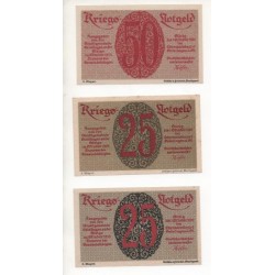 NOTGELD - GEISLINGEN - 3 different notes 25 & 50 pfennig (G013)
