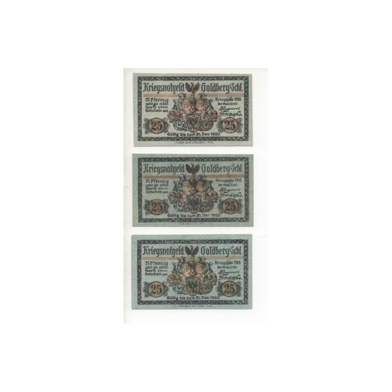 NOTGELD - GOLBBERG - 3 different notes - different colors - 1920 (G057)