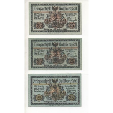 NOTGELD - GOLBBERG - 3 different notes - different colors - 1920 (G057)