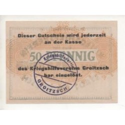 NOTGELD - GROITZSCH - 50 pfennig - RARE (G099)