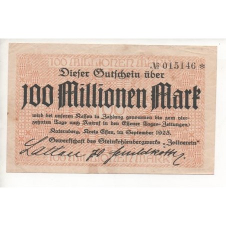 NOTGELD - KATERNBERG - 100 millionen mark (K028)