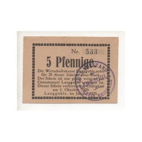NOTGELD - LANGGUHLE - 5 pfennig (L027)