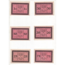 NOTGELD - LUND - 6 different notes - small numbers (L107)