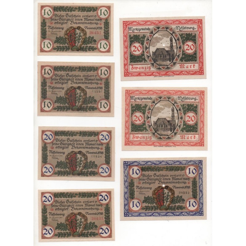 NOTGELD - NESSEL WANG - 15 different notes - VARIETE - NUMEROS RARES (N019)