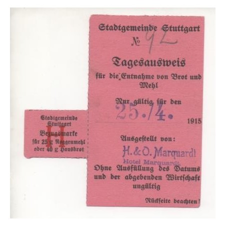 NOTGELD  STUTTGARD - Tagesausweis für Brot und Mehl  (S148)