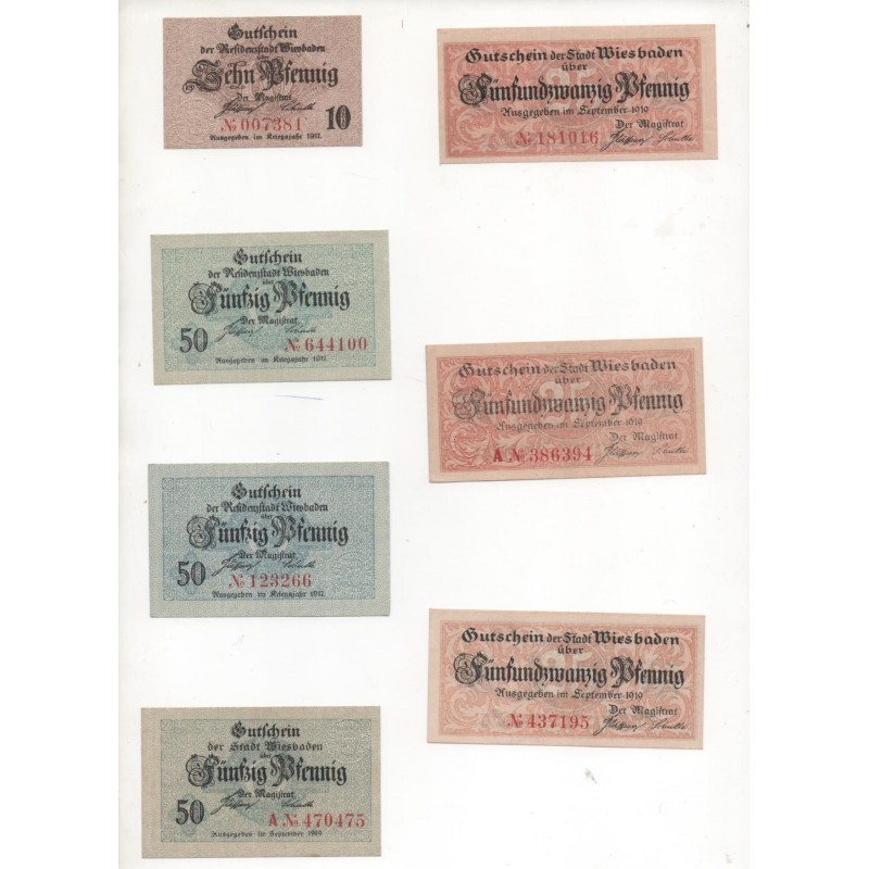 NOTGELD  WIESBADEN - 7 different notes - 1917-1919 (W060 B)