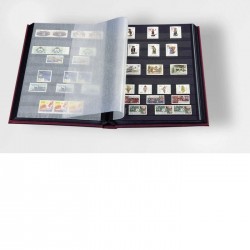 Classeur à bande pour timbres COMFORT Bleu, 32 pages noires, couverture ouatinée simili cuir Leuchtturm-lartdesgents