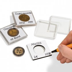 Leuchtturm capsules QUADRUM NOTE pour pièces de monnaie de diamètre intérieur 18 mm, blanc 