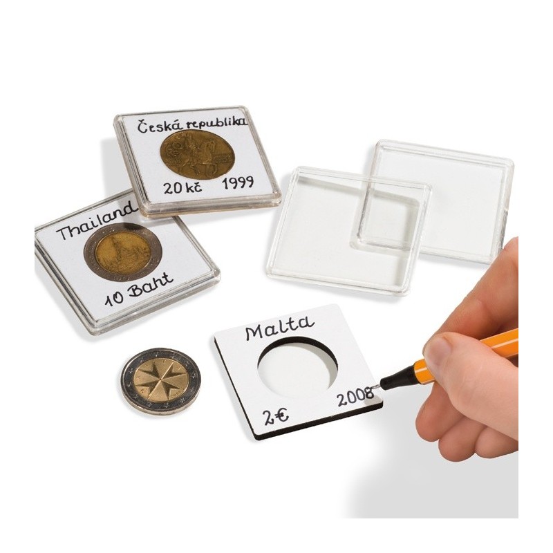 Leuchtturm capsules QUADRUM NOTE pour pièces de monnaie de diamètre intérieur 25 mm, blanc