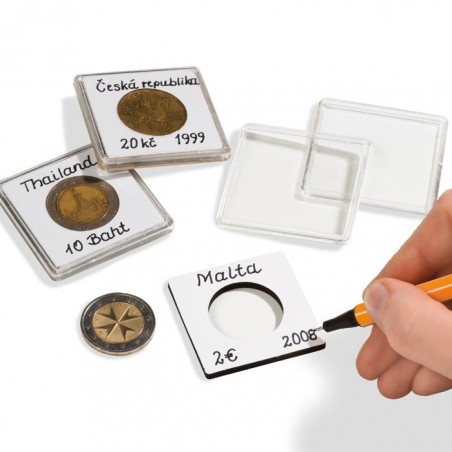 Leuchtturm capsules QUADRUM NOTE pour pièces de monnaie de diamètre intérieur 25 mm, blanc