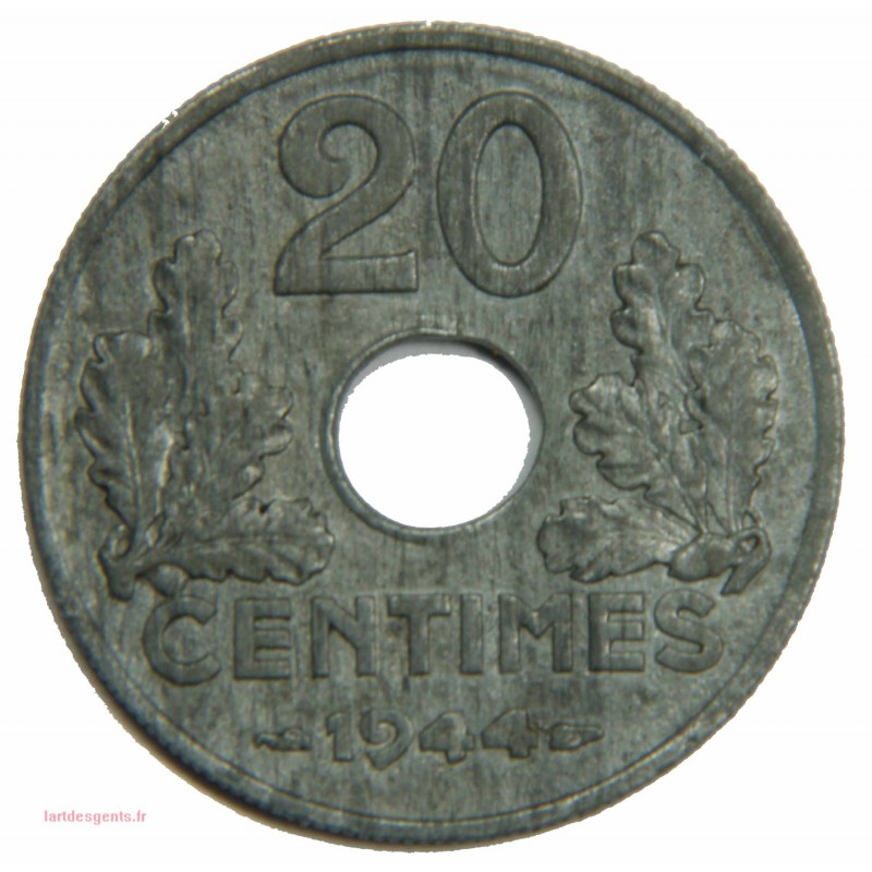 20 centimes Légère 1944, Zing - F.153.A2 - ETAT FRANCAIS - SUP.
