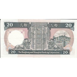HONG KONG SHANGHAI  20  DOLLARS  1988