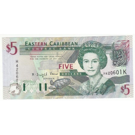 Eastern Caribbean, CARAÏBES 5 DOLLARS, St Kitts P/NEUF