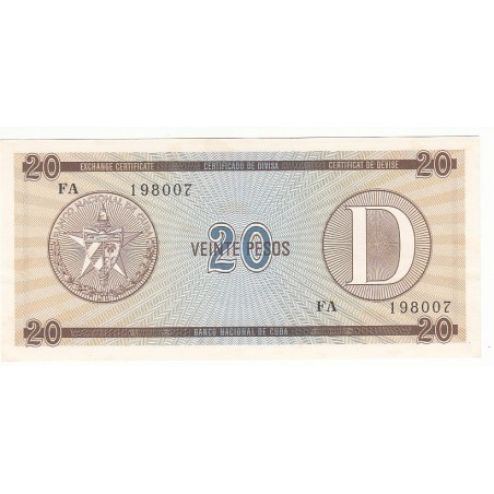 billet de banque de CUBA 20 Pesos Billet d'échange