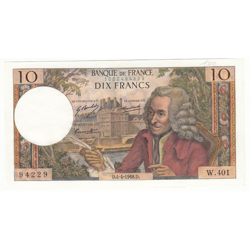 10 Francs VOLTAIRE 1968 SPL Fayette: 62.33