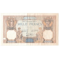 LOT DE 3 BILLETS 1000 Francs CERES ET MERCURE  21-09-1939 Fayette 39.37