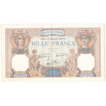 1000 Francs CERES ET MERCURE  21-09-1939 SUP Fayette 38.37