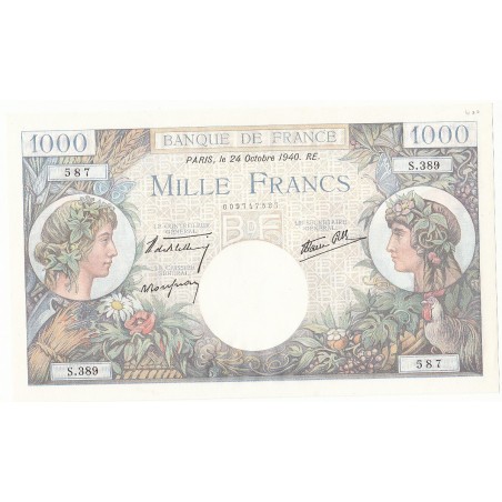 1000 Francs COMMERCE ET INDUSTRIE 24-10-1940 NEUF Fayette 39.1