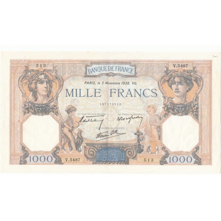1000 Francs CERES ET MERCURE  03-11-1938 SUP Fayette 38.32