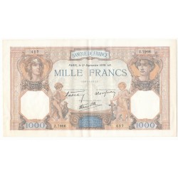 LOT DE 2 BILLETS 1000 Francs CERES ET MERCURE  21-09-1939 TTB+ Fayette 38.37