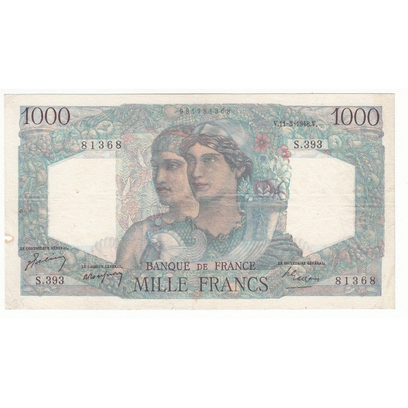 1000 Francs MINERVE ET HERCULE 11-03-1948 Fayette  41.19
