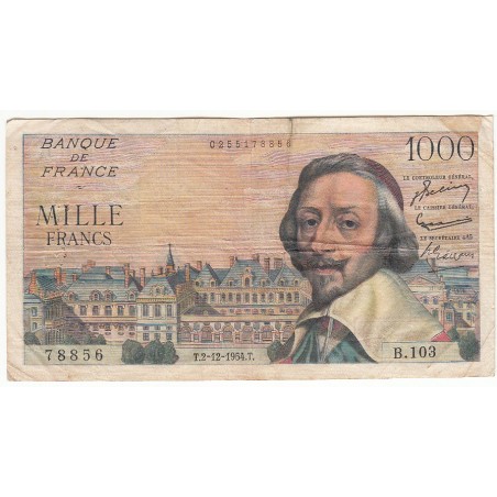 1000 Francs RICHELIEU 02-12-1954 Fayette 42.9