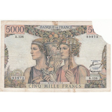 5000 Francs TERRE ET MER  02-01-1953 Fayette F48.8 vendu