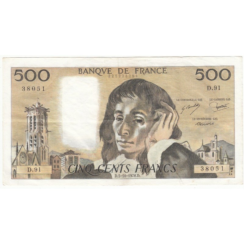 500 Francs PASCAL 05-10-1978 Fayette 71.18
